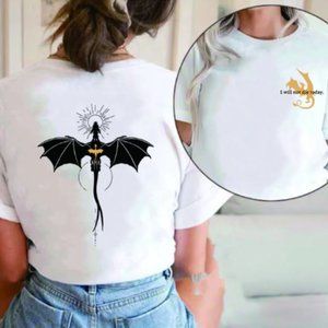 Violet Sorrengail's Mantra T Shirt Fourth Wing Tairn and Andarna Back Tattoo